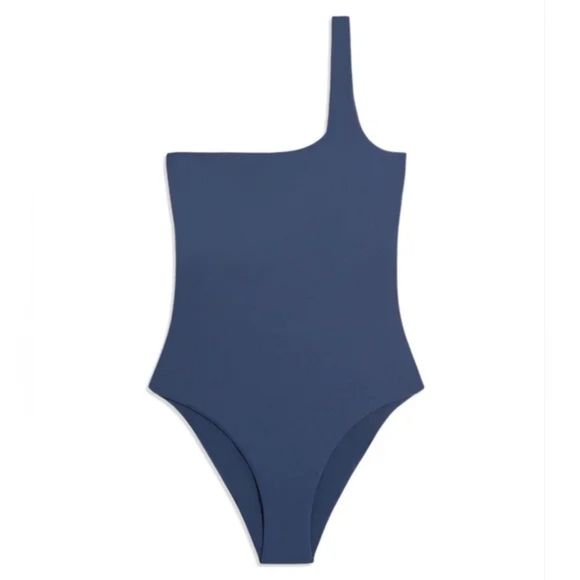 WeWoreWhat One Shoulder One Piece Swimsuit Navy Blue - Picture 4 of 8